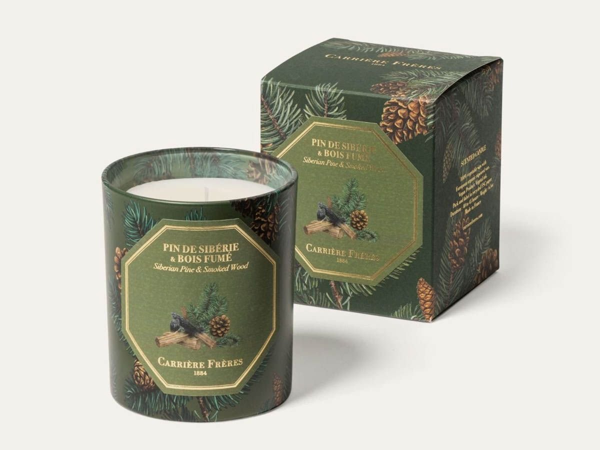 Bougie Pin de Sibérie et Bois Fumé CARRIÈRE FRÈRES - Parfumerie du Soleil d'Or