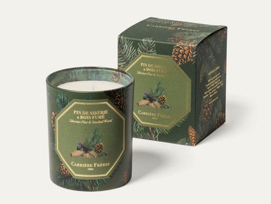Bougie Pin de Sibérie et Bois Fumé CARRIÈRE FRÈRES - Parfumerie du Soleil d'Or