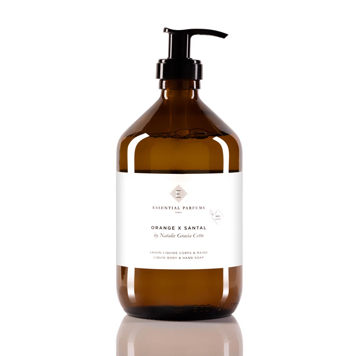 Orange X Santal - Recharge Savon Liquide Corps & Mains 500 ml ESSENTIAL PARFUMS - Parfumerie du Soleil d'Or