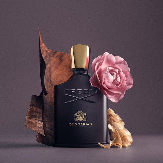 Oud Zarian by Creed, bottle with raw materials
