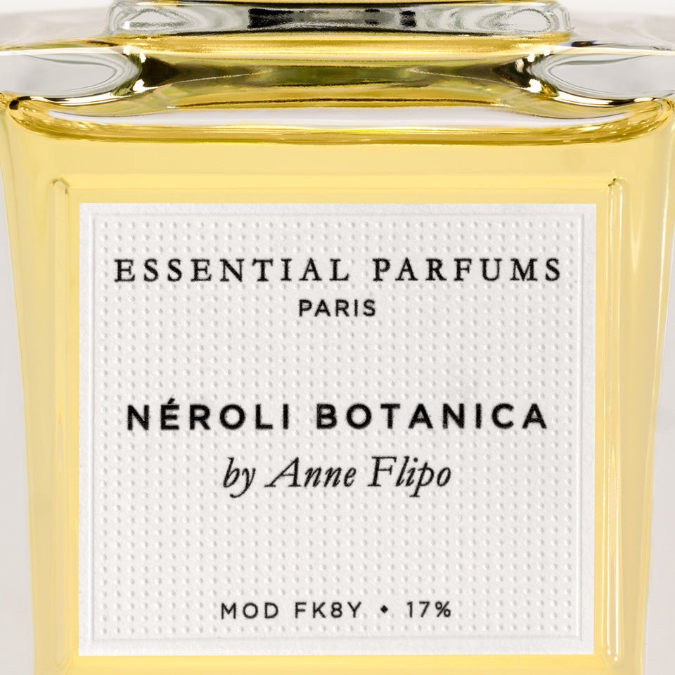 Néroli Botanica d'Essential Parfums, détail de l'étiquette