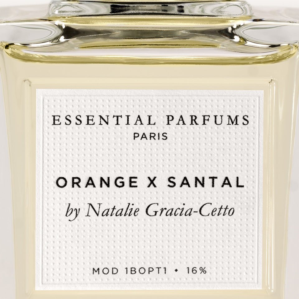 Orange X Santal d'Essential Parfums, détail de l'étiquette