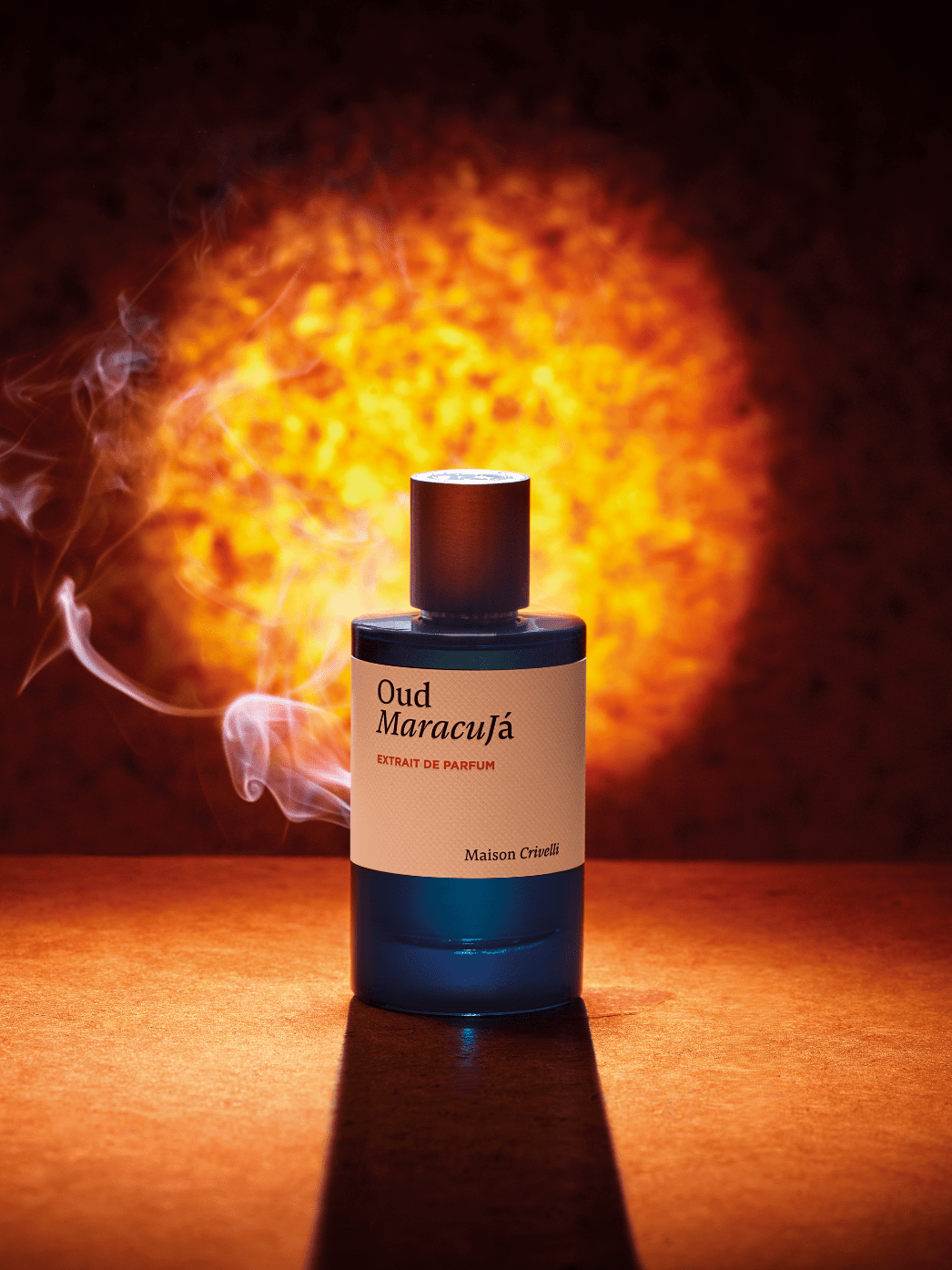 Oud Maracujá by Maison Crivelli, bottle in a lifestyle setting