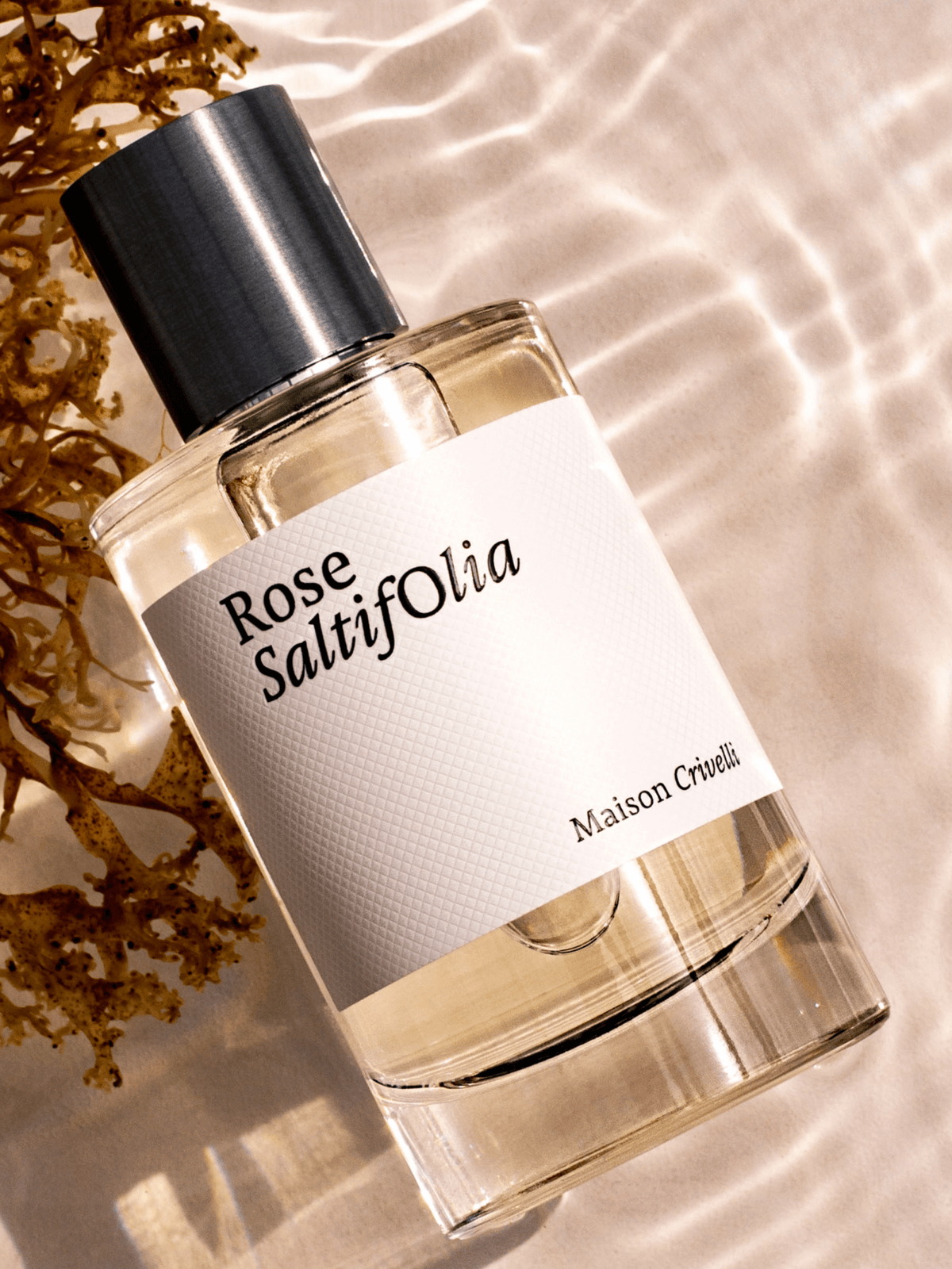 Rose Saltifolia by Maison Crivelli, bottle in a lifestyle setting