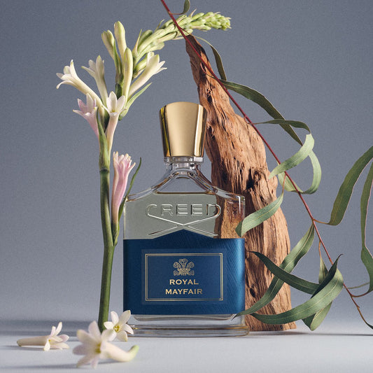 Royal Mayfair by Creed, bottle with raw materials
